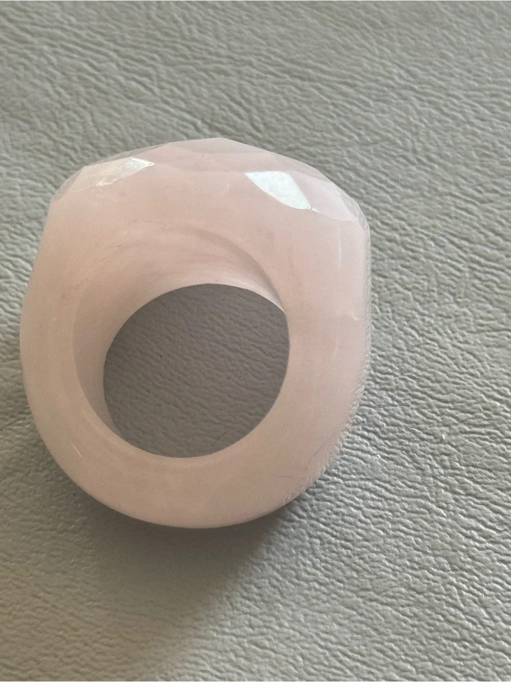 Hand Carved Pink Quartz Ring All Stone Ring. Size 7 (26g)